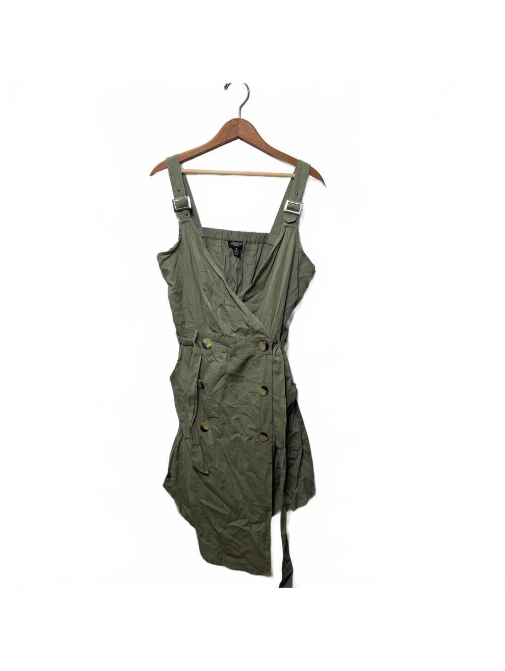 Liz Bank Limited Olive Green Wrap Dress Buckle Straps Size S